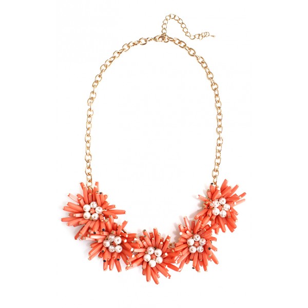 Coral Pearl Bloom Statement Necklace